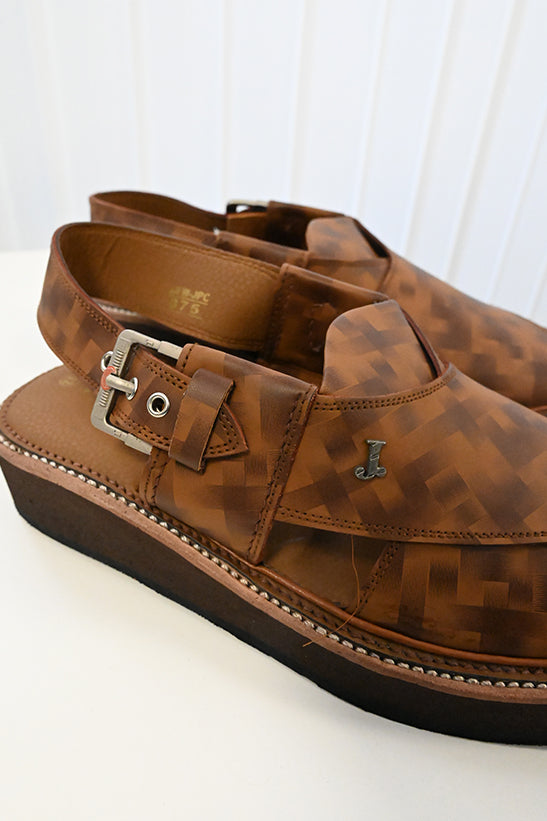 Plain Brown Peshawari Chappal - J. Junaid Jamshed