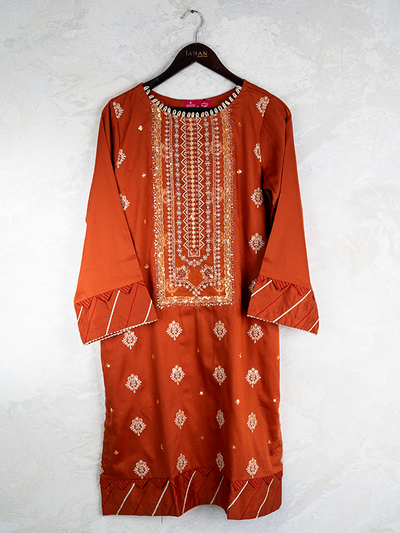 Embroidered Rust Stitched Suit - Bonanza