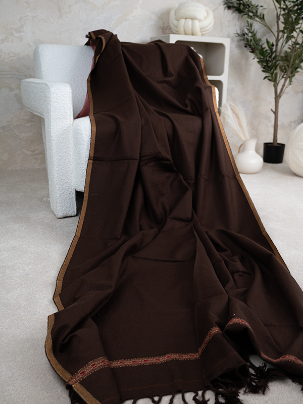 Dhussa Wool Dark Brown Shawl - Jiah