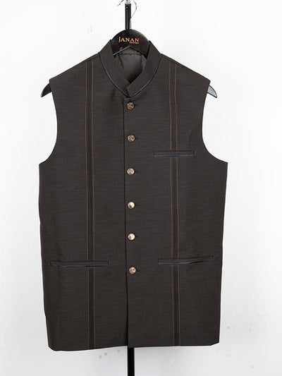 Suiting Brown Waist Coat - J. Junaid Jamshed