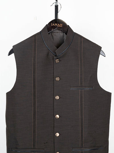 Suiting Brown Waist Coat - J. Junaid Jamshed