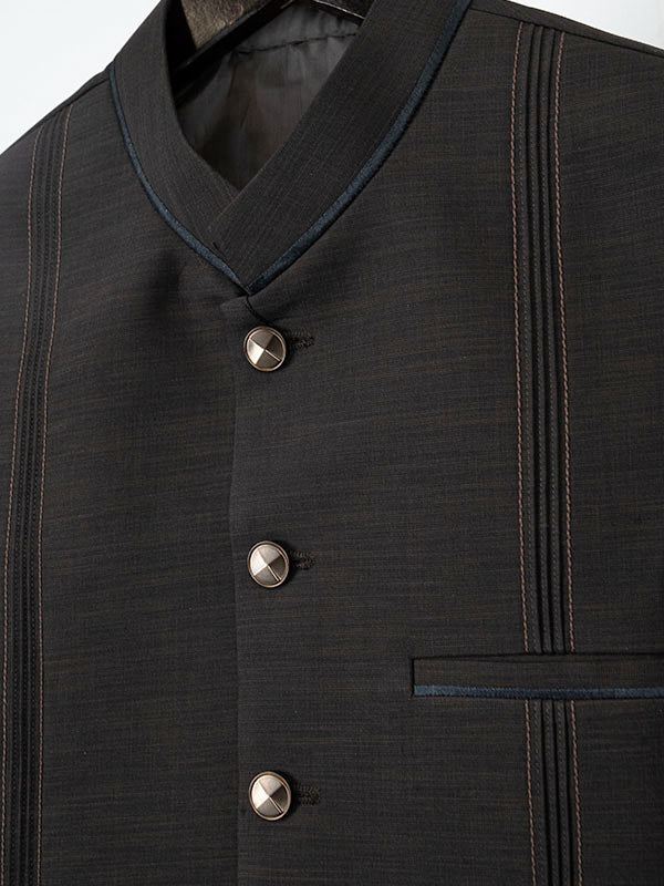 Suiting Brown Waist Coat - J. Junaid Jamshed
