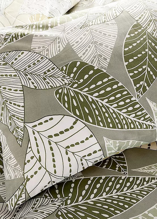 Vantona Essentials Green Leaves Duvet Cover Set - Green