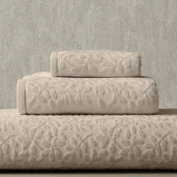 Vantona Luxury Leaf Jacquard Cotton Towel - Natural