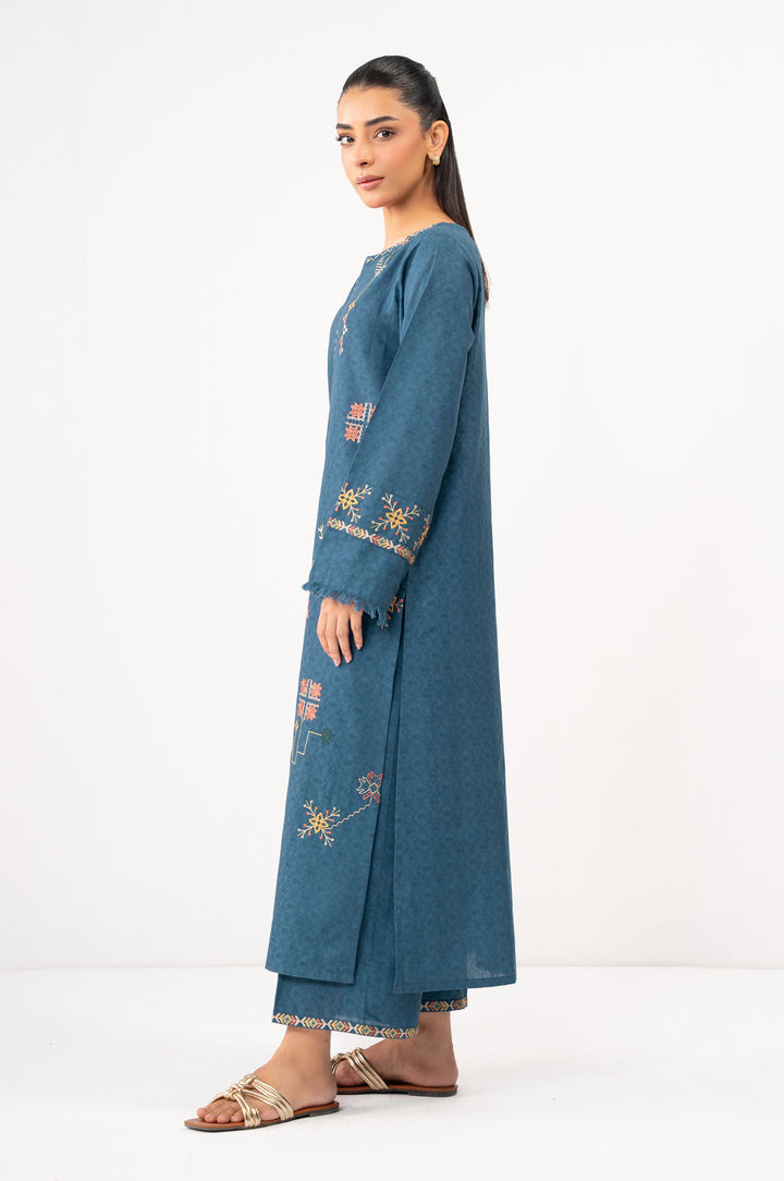 Self Jacquard Zinc Stitched Suit - Zeen