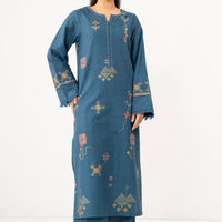 Self Jacquard Zinc Stitched Suit - Zeen