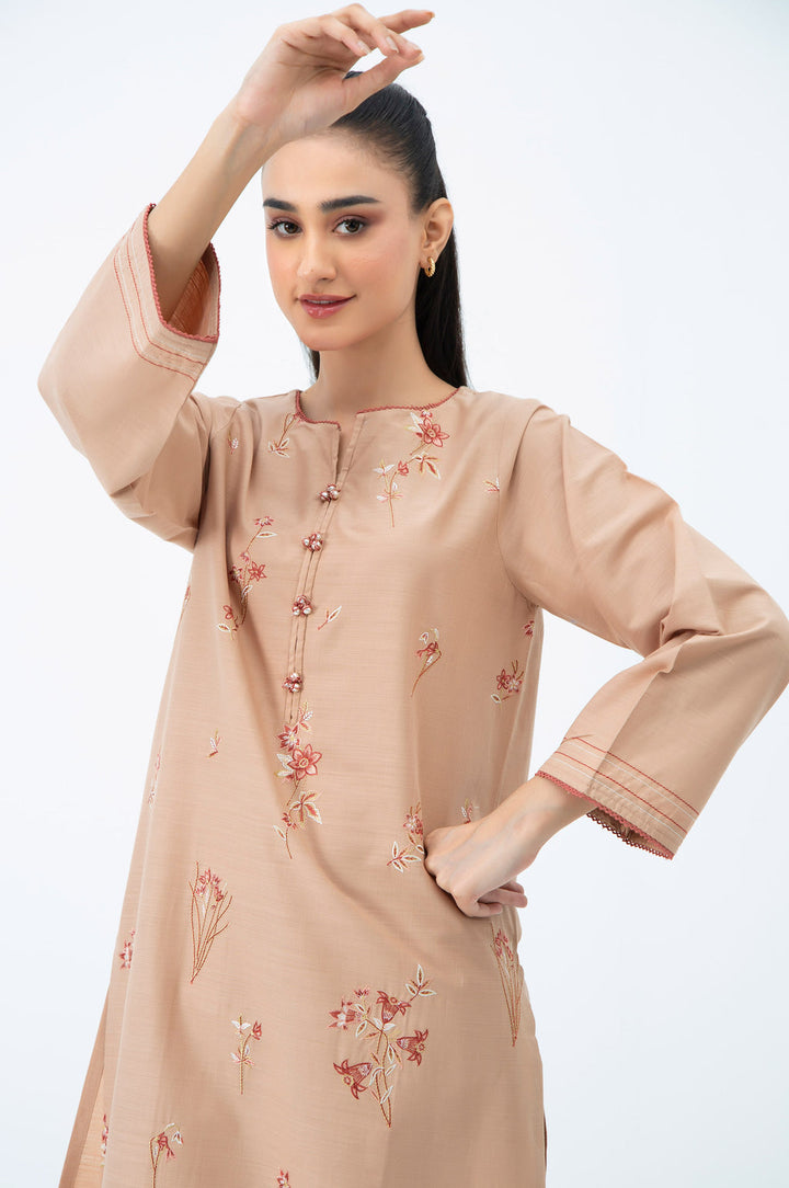 Slub Beige Stitched Suit - Zeen