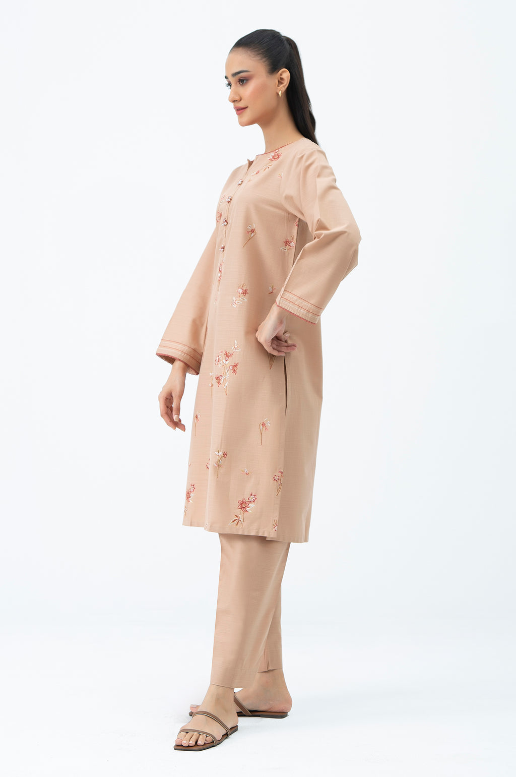 Slub Beige Stitched Suit - Zeen