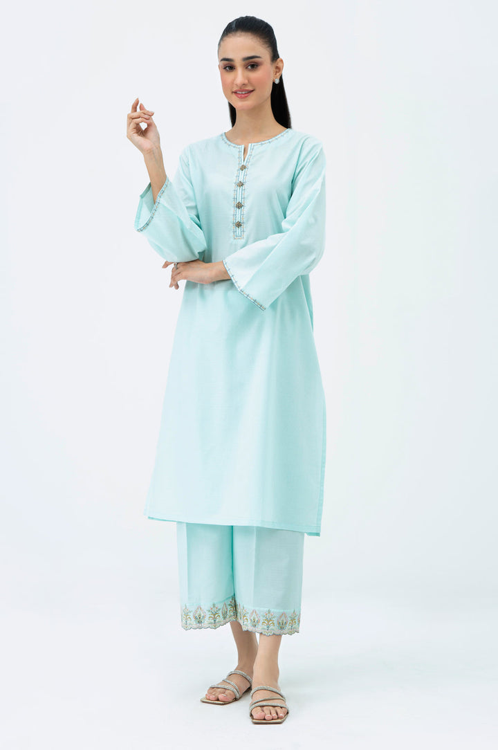 Dobby Light Blue Stitched Suit - Zeen