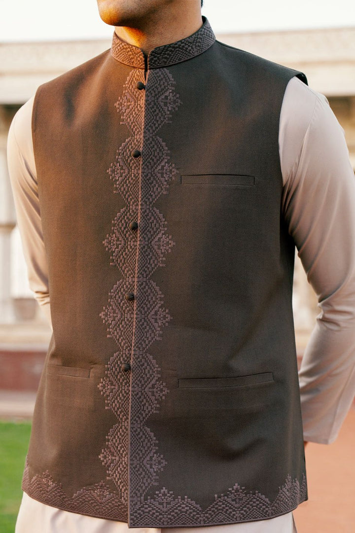 Polyester Brown Waist Coat - Almirah