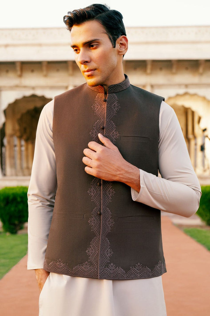 Polyester Brown Waist Coat - Almirah