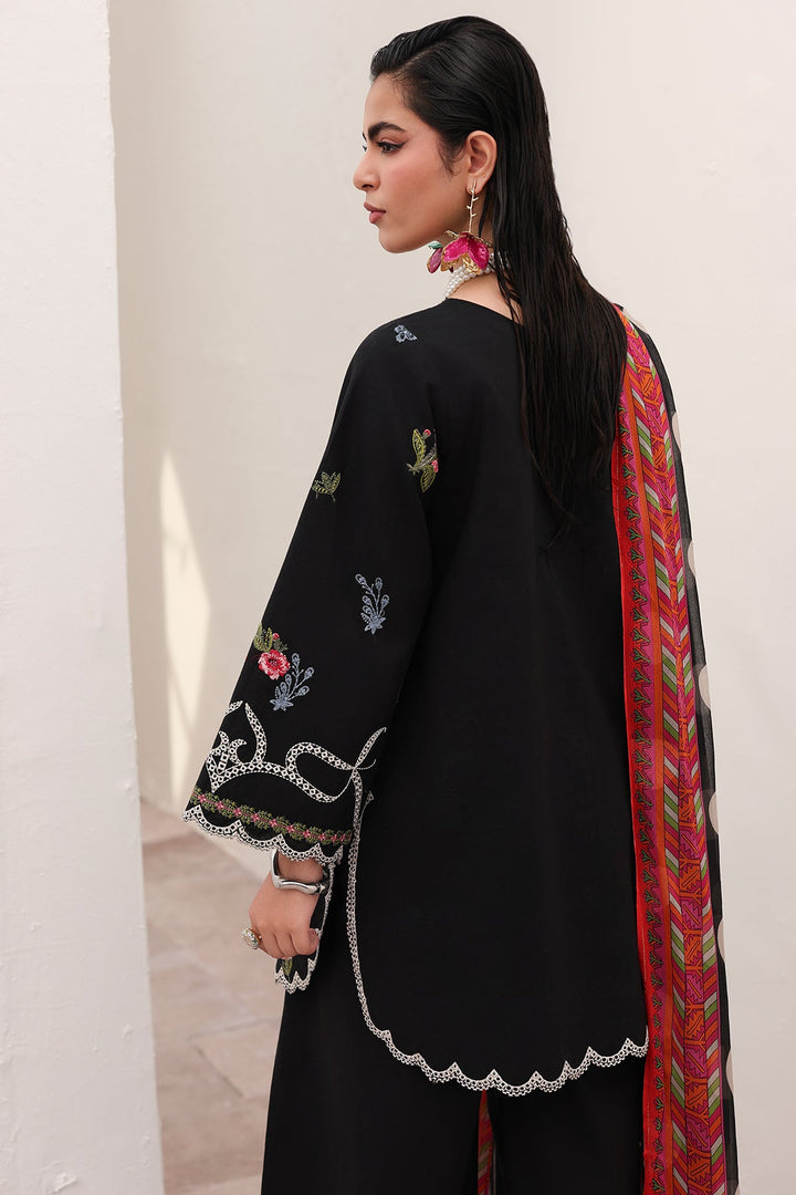 Embroidered Lawn Black Stitched Suit - Charizma
