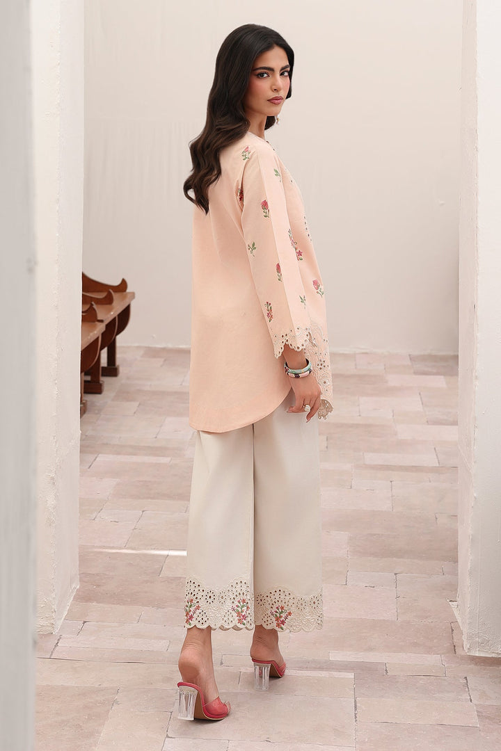 Embroidered Lawn Blush Peach Stitched Suit - Charizma
