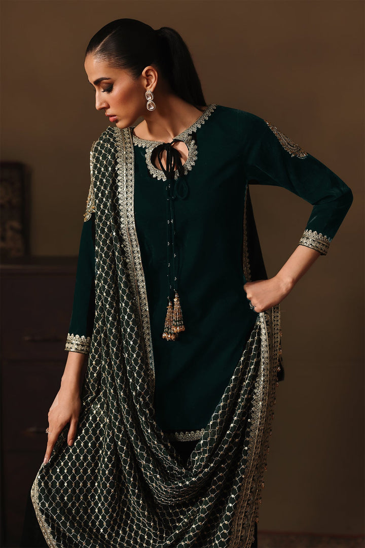 Velvet Green Stitched Suit - Charizma