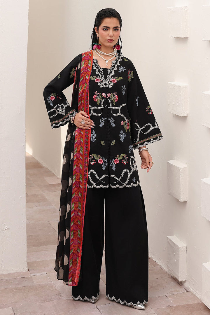 Embroidered Lawn Black Stitched Suit - Charizma