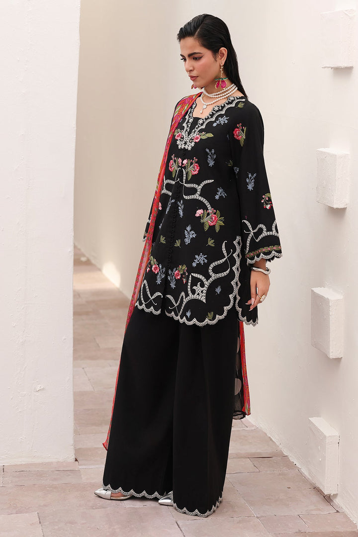 Embroidered Lawn Black Stitched Suit - Charizma