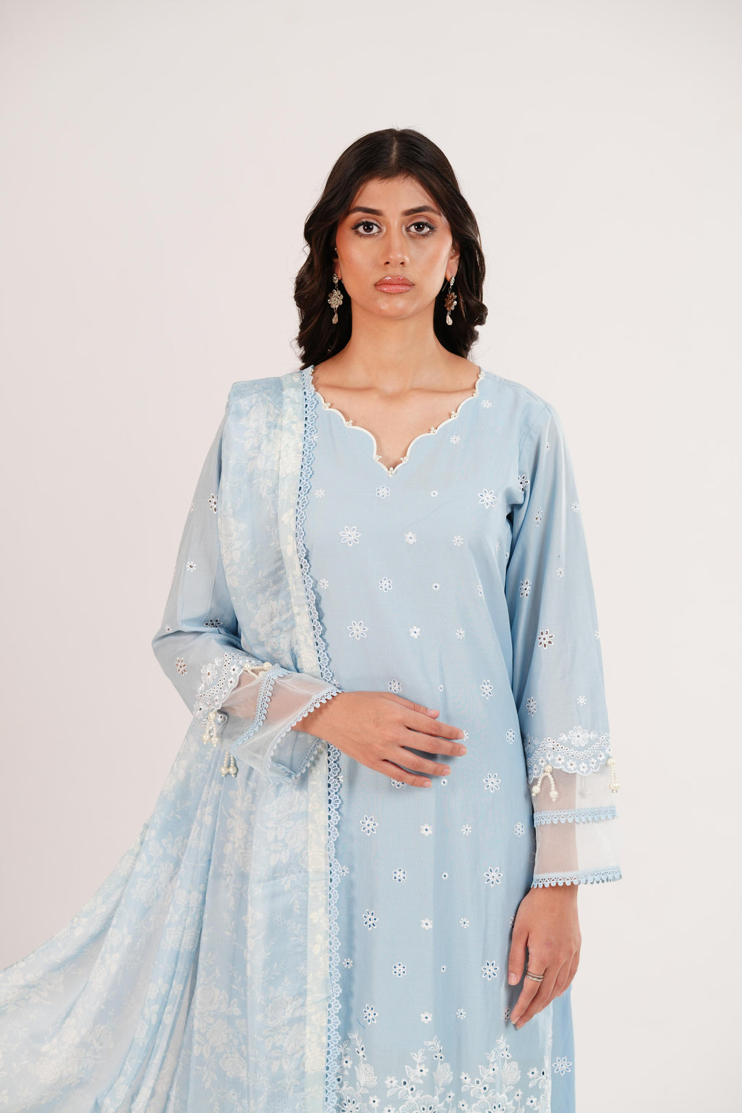 Whispy Blue - Cross Stitch Premium Lawn Stitched