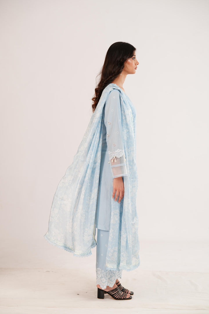 Whispy Blue - Cross Stitch Premium Lawn Stitched