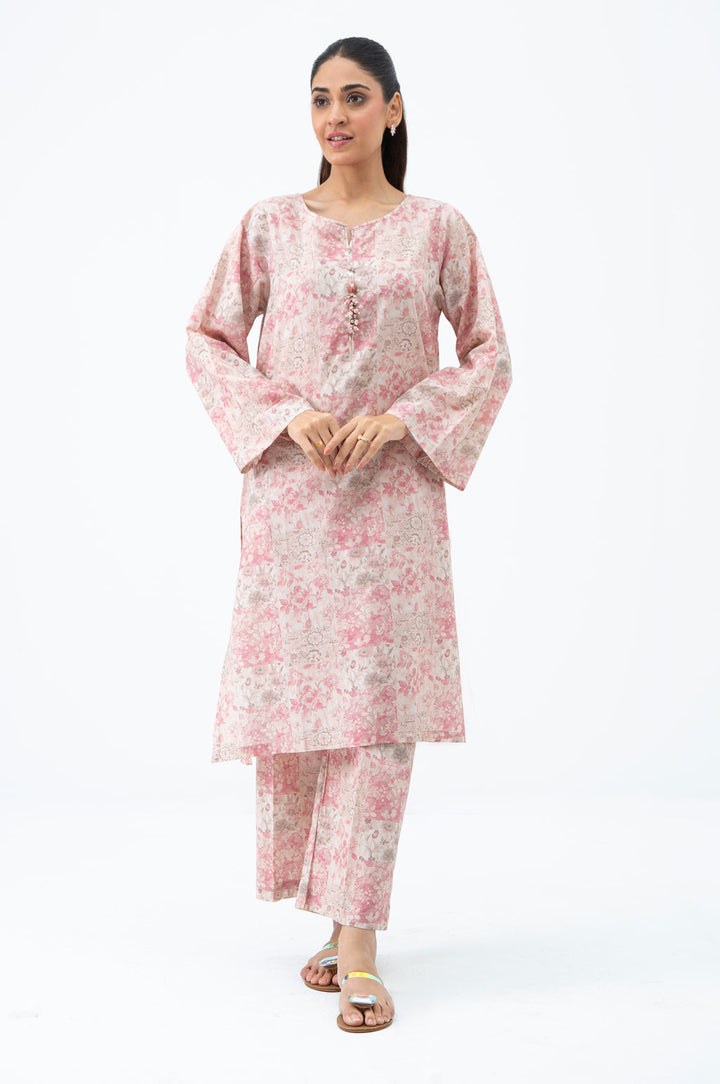 Cotton Linen Viscose Pink Stitched Suit - Zeen