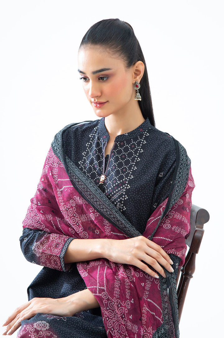 Lawn Black Stitched Suit - Zeen