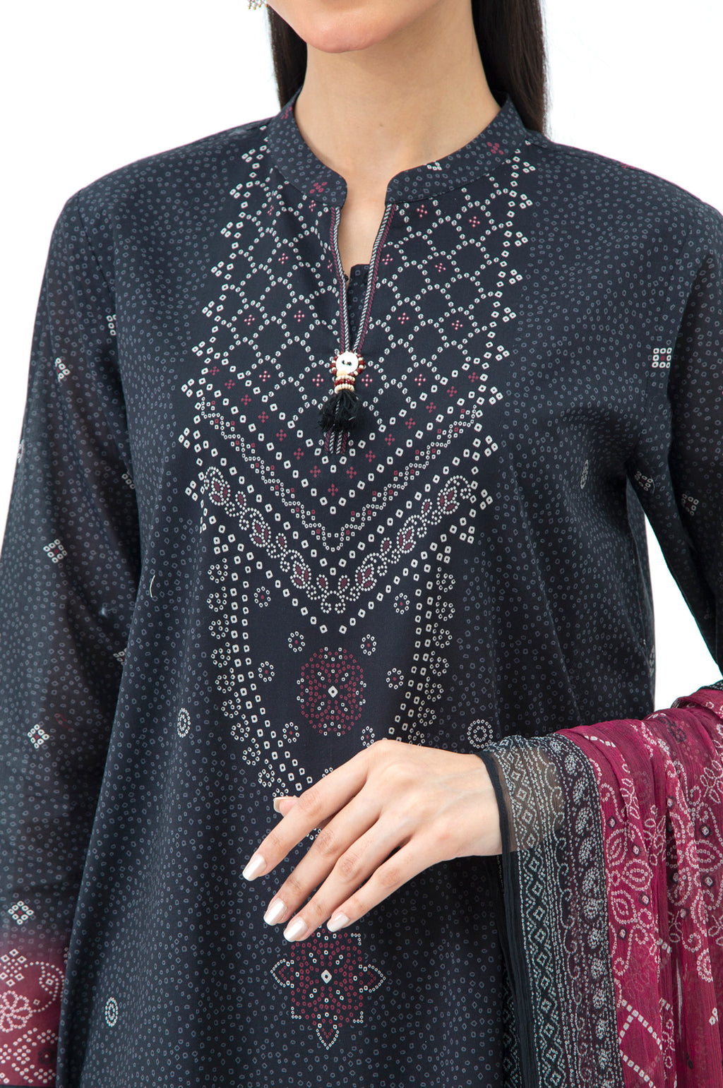 Lawn Black Stitched Suit - Zeen
