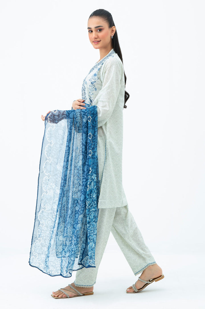 Lawn Grey Stitched Suit - Zeen