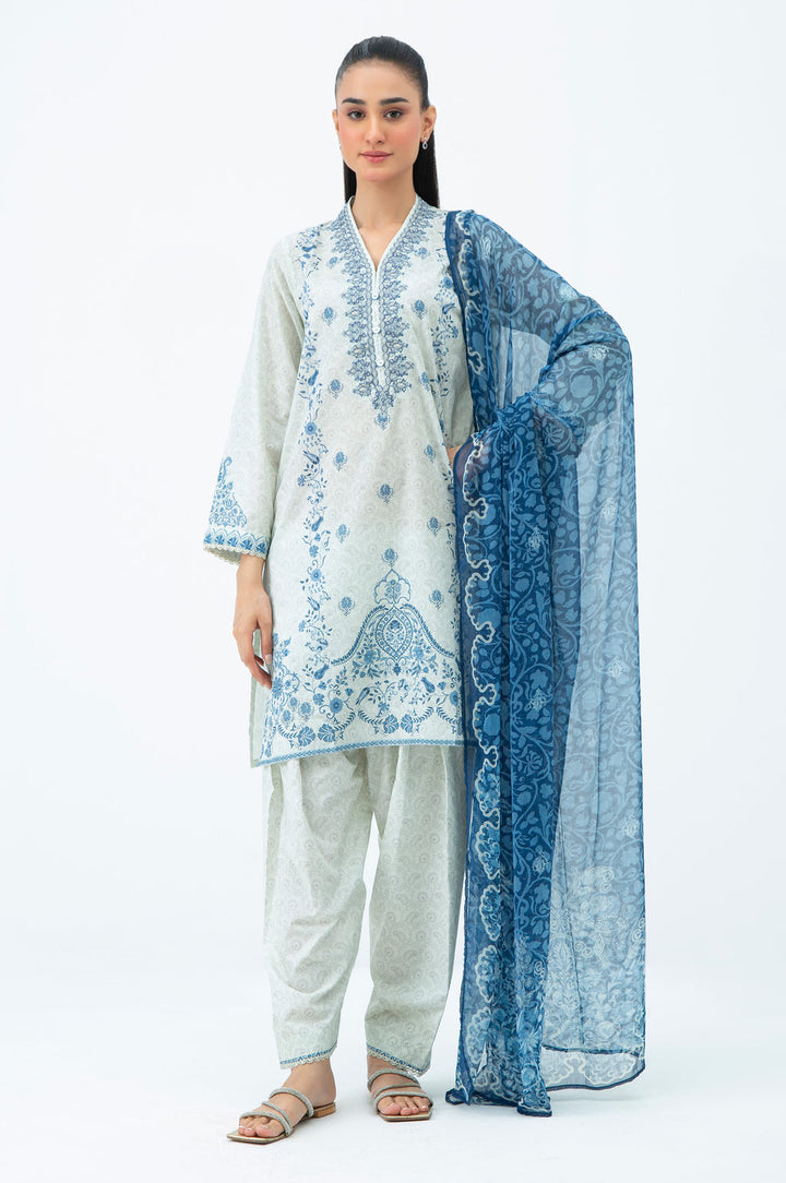 Lawn Grey Stitched Suit - Zeen