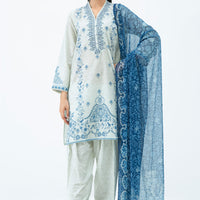Lawn Grey Stitched Suit - Zeen