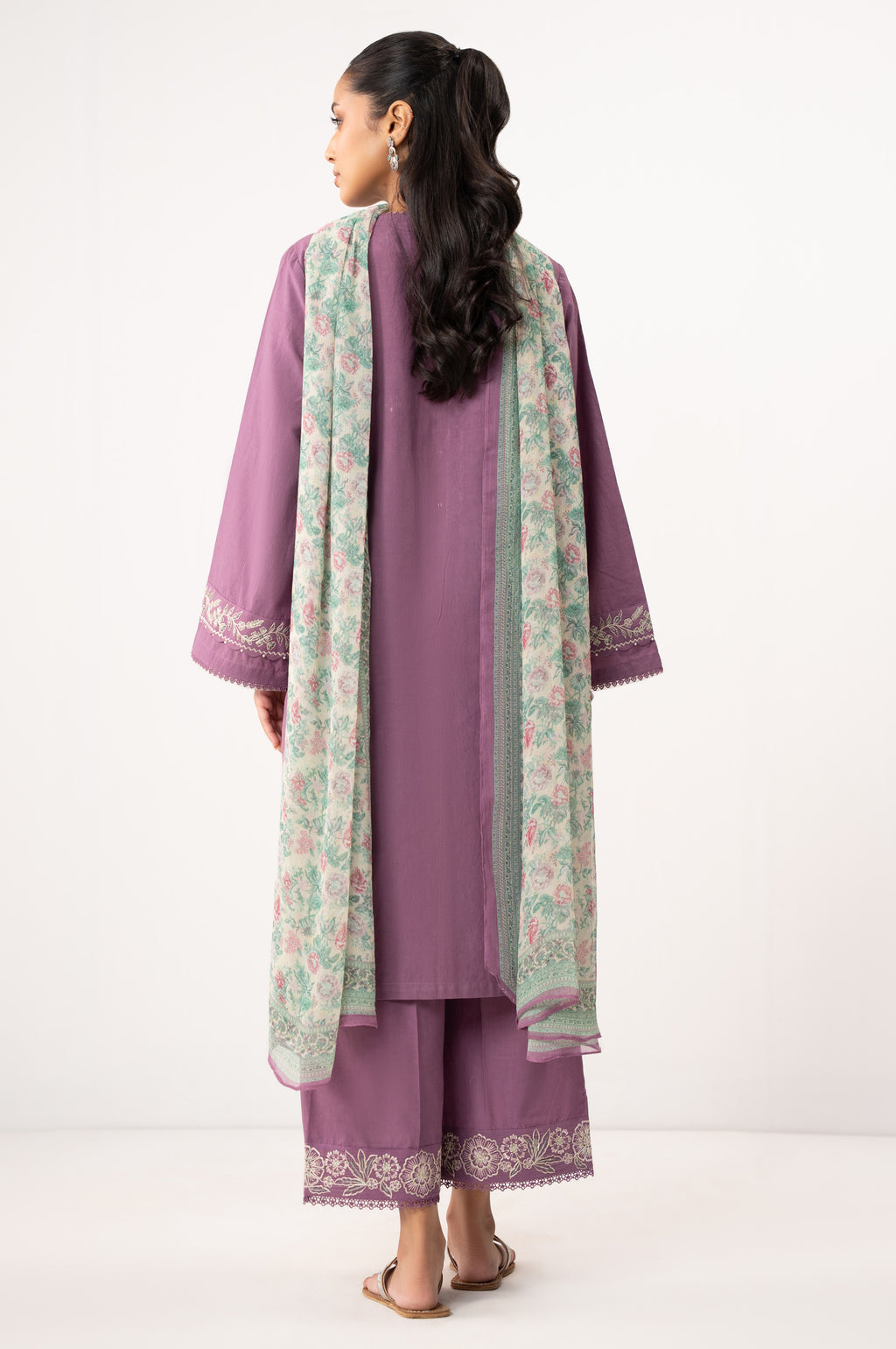 Cotton Linen Lilac Stitched Suit - Zeen