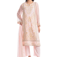 Chiffon Light Pink Stitched Suit - Bonanza