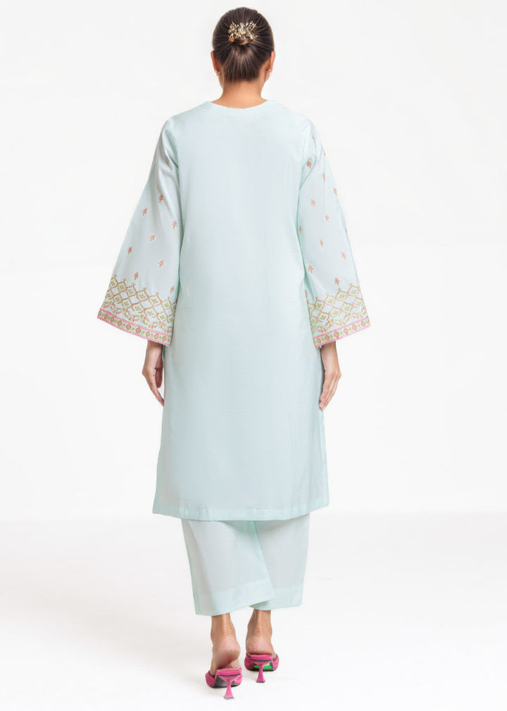 Cotton Silk Blue Stitched Suit - Bonanza