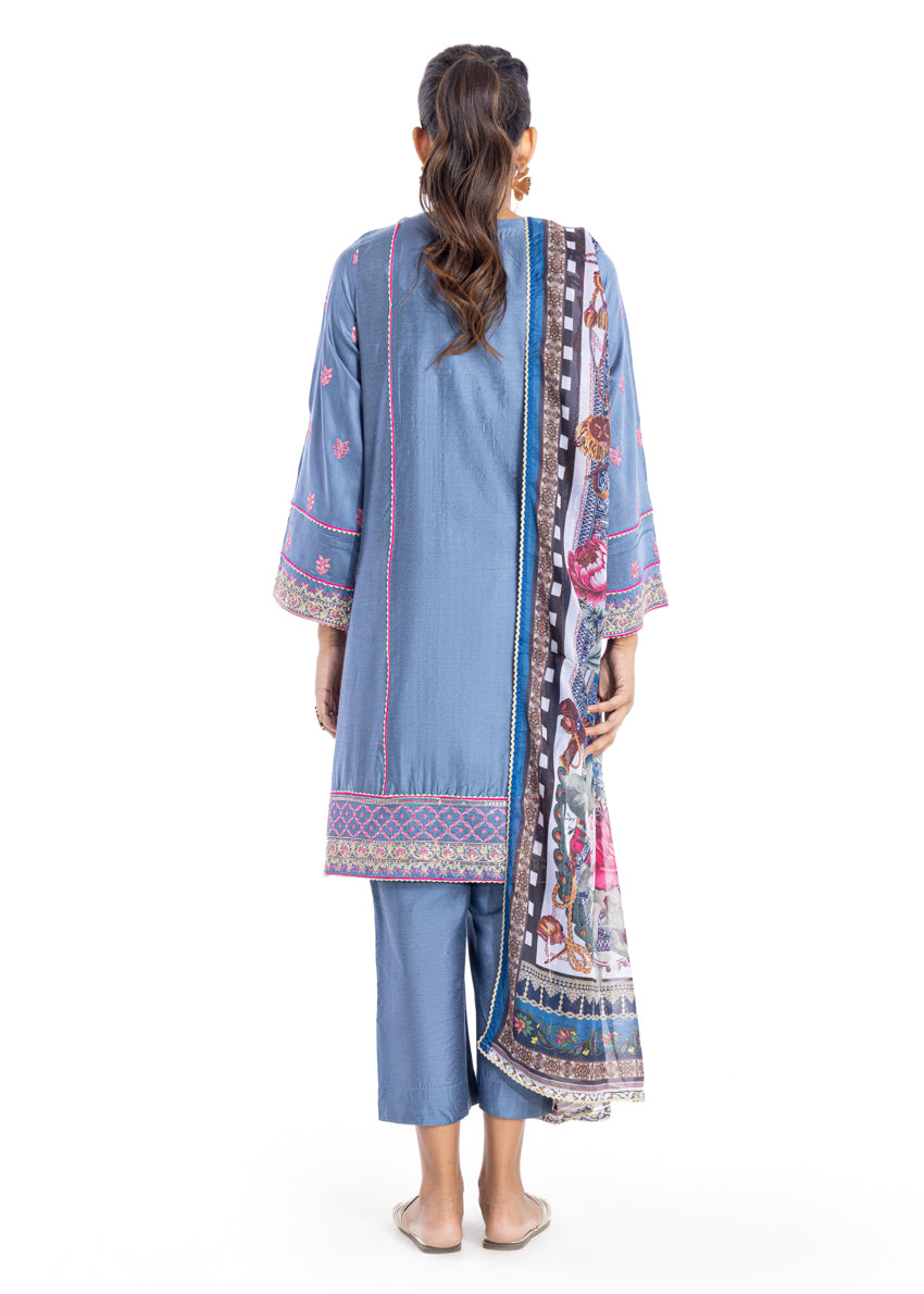 Cotton Silk Lavender Stitched Suit - Bonanza