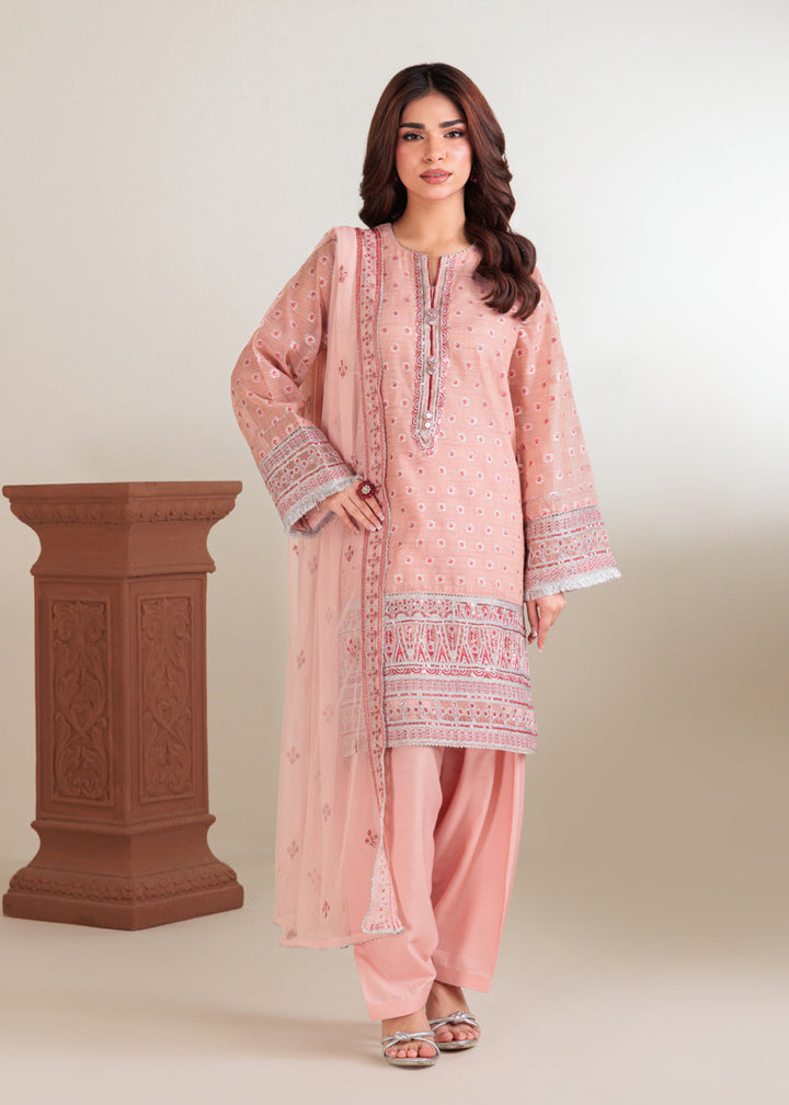 Jacquard Pink Stitched Suit - Bonanza