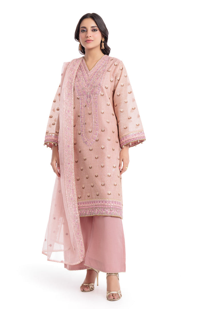 Embroidered Baby Pink Stitched Suit - Bonanza