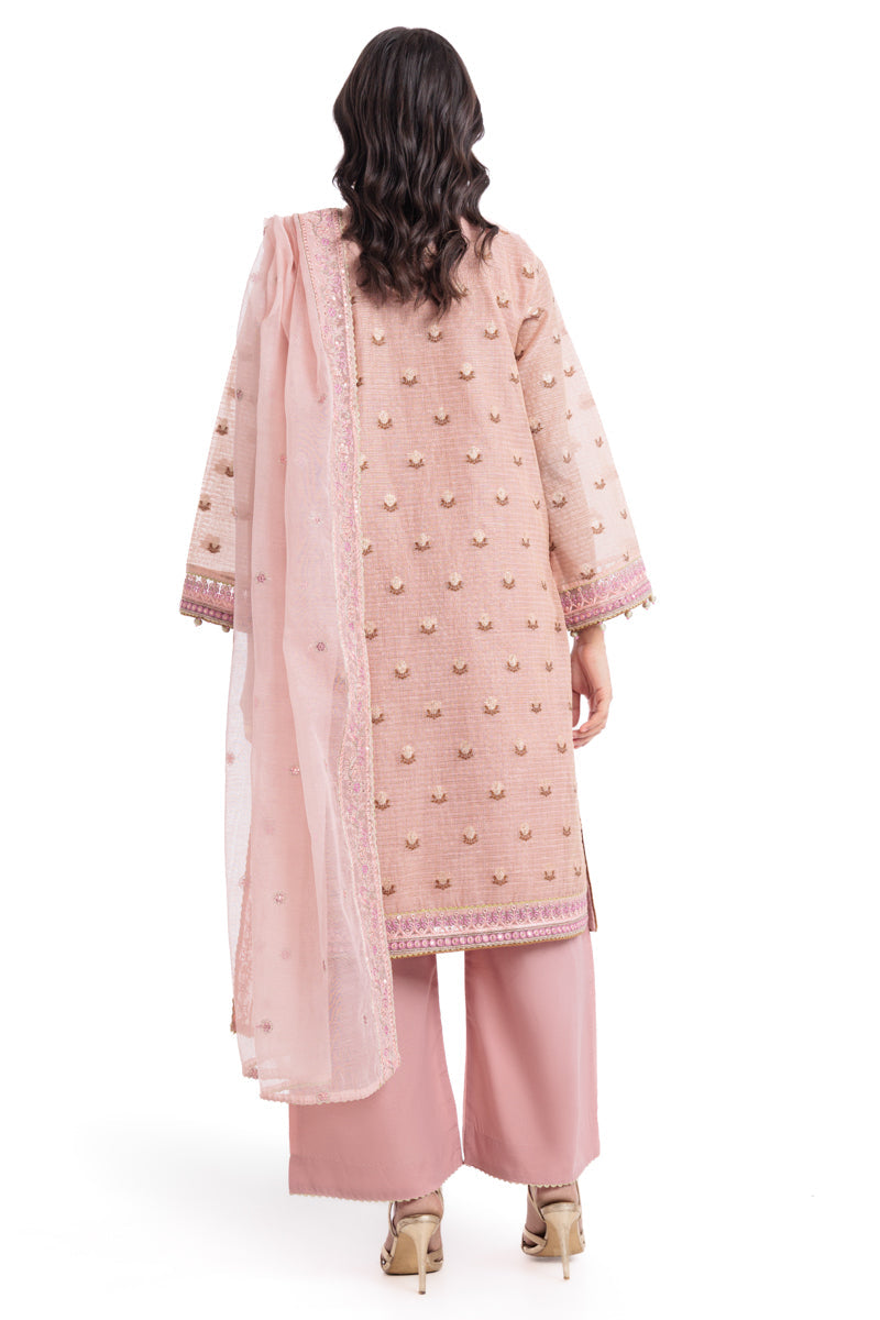 Embroidered Baby Pink Stitched Suit - Bonanza