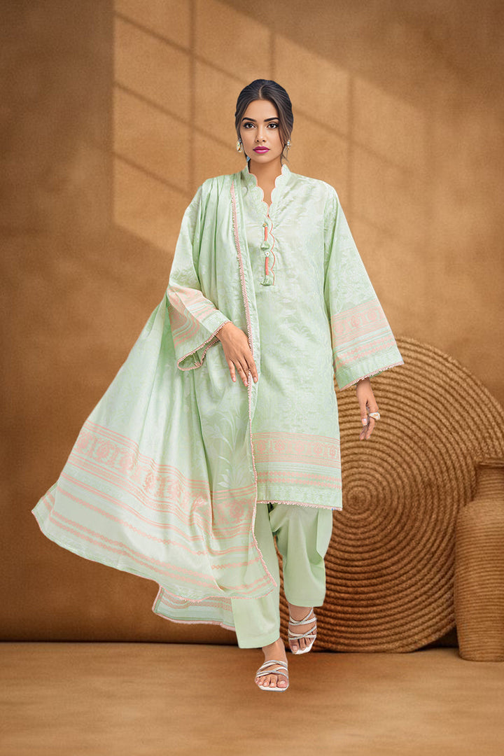 Jacquard Mint Green Stitched Suit - Bonanza