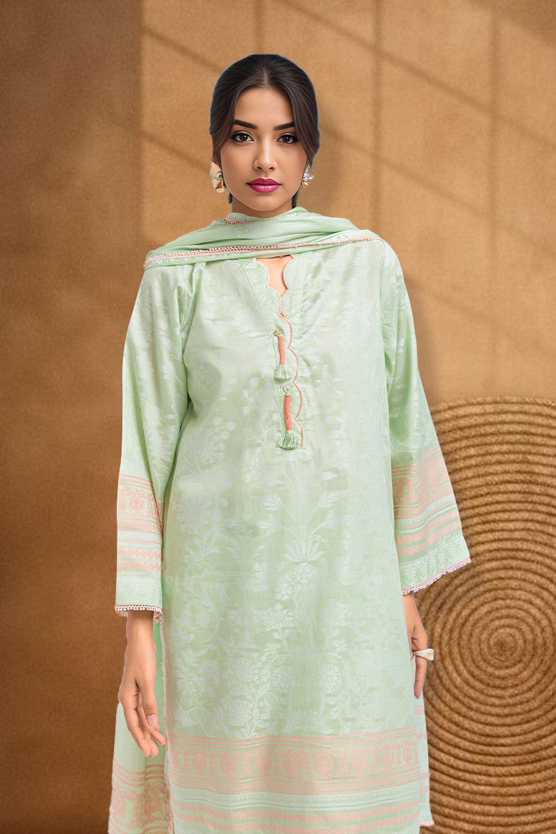Jacquard Mint Green Stitched Suit - Bonanza