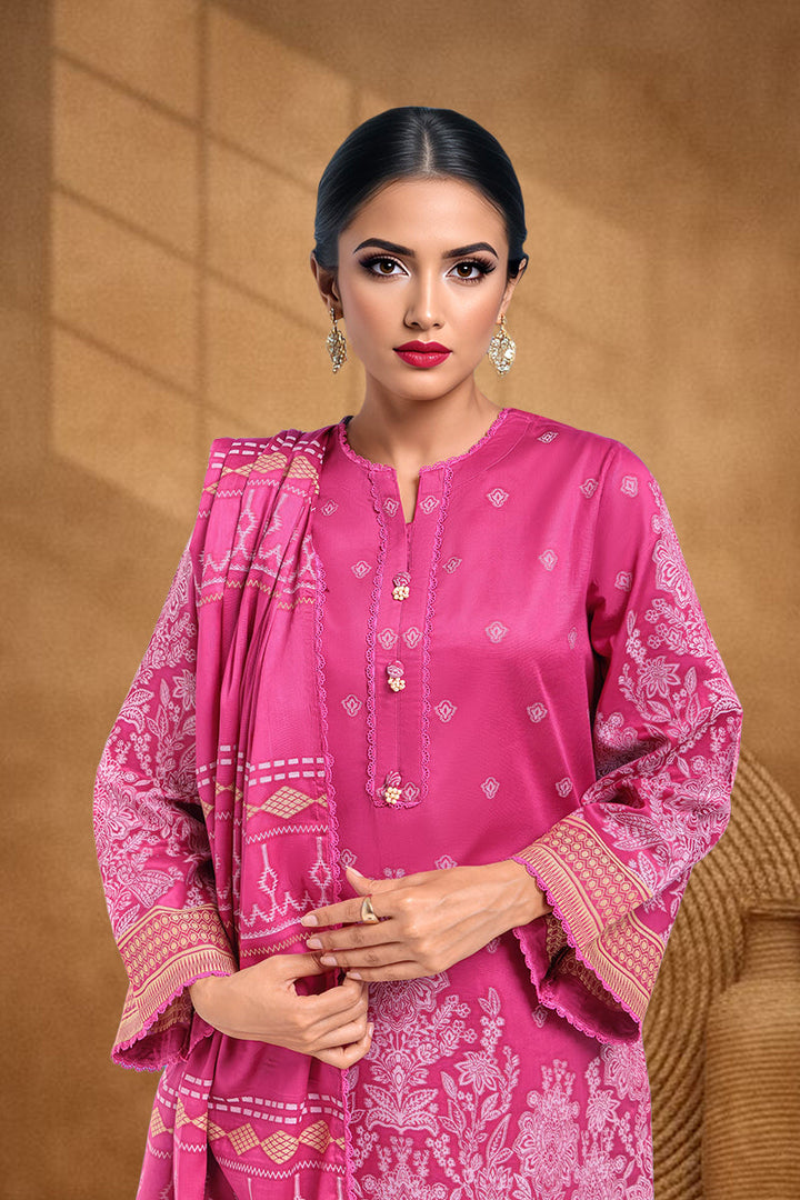 Jacquard Pink Stitched Suit - Bonanza