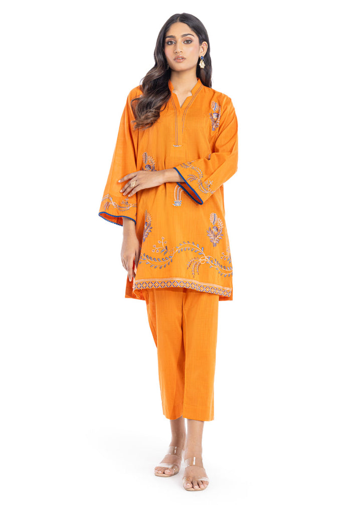 Slub Orange Stitched Suit - Bonanza
