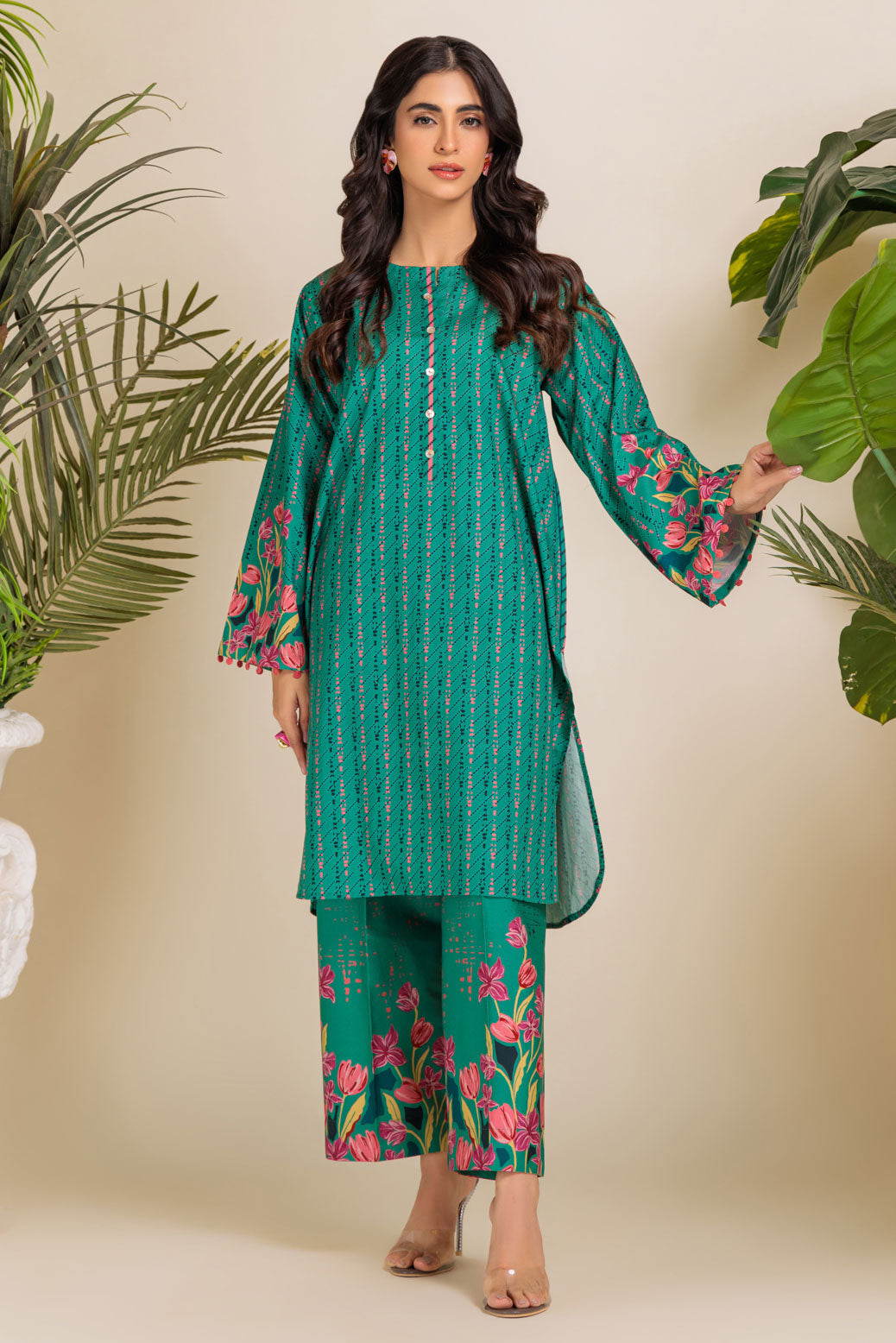 Poplin Green 2 Piece Stitched Suit - Bonanza