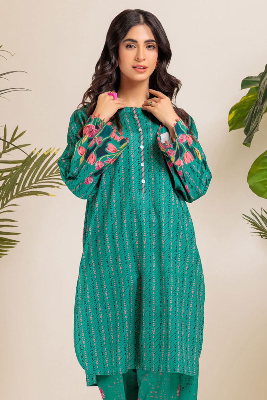 Poplin Green 2 Piece Stitched Suit - Bonanza