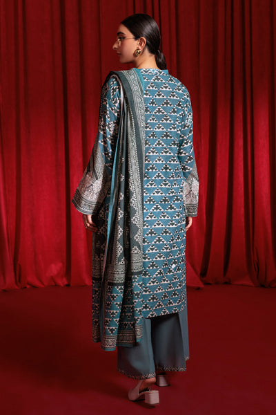 Printed Cotton Teal Stitched Suit - Bonanza