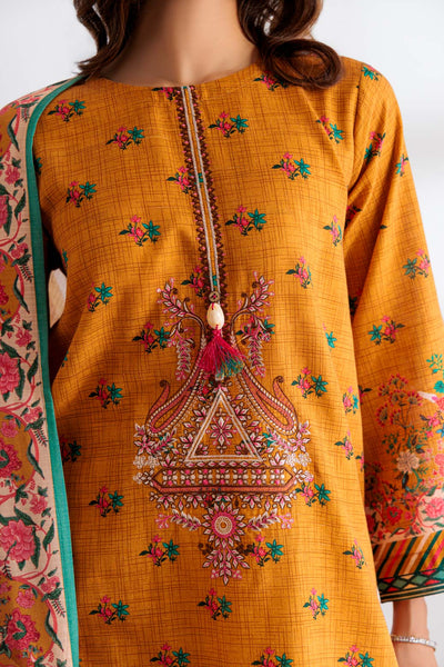 Printed Light Weight Khaddar Mustard Stitched Suit - Bonanza