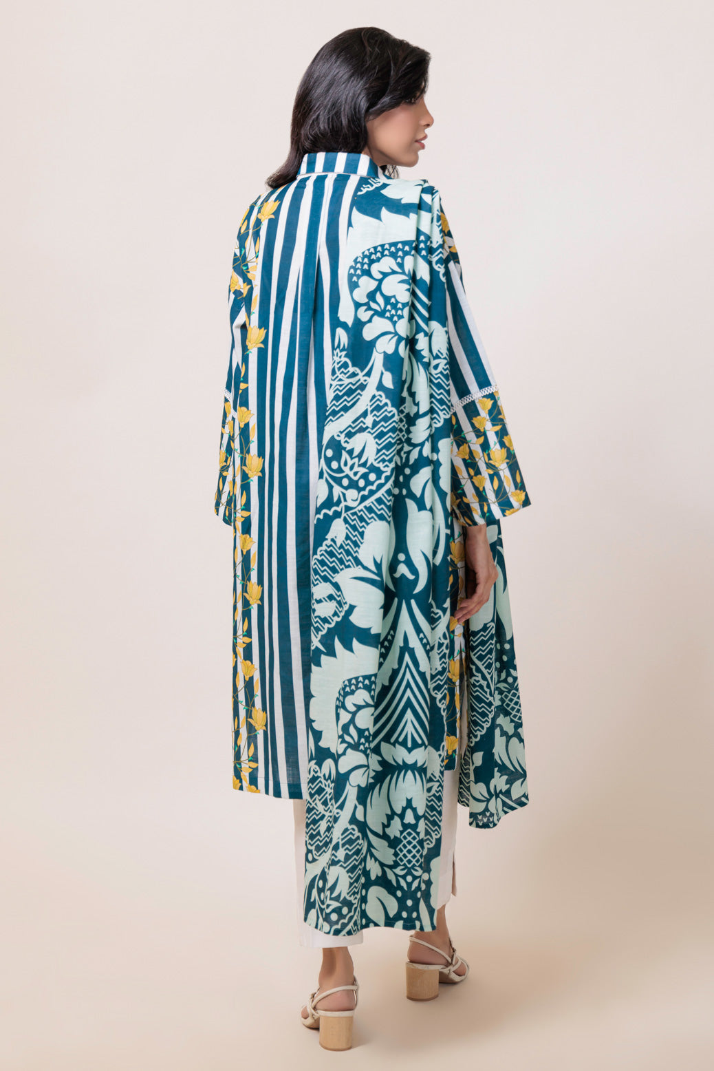 Printed Light Weight Blue & White Stitched Suit - Bonanza