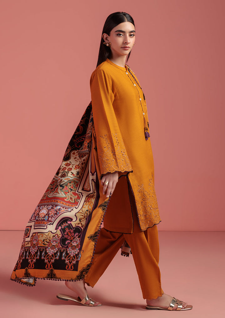 Dyed Cross Mustard Stitched Suit - Bonanza