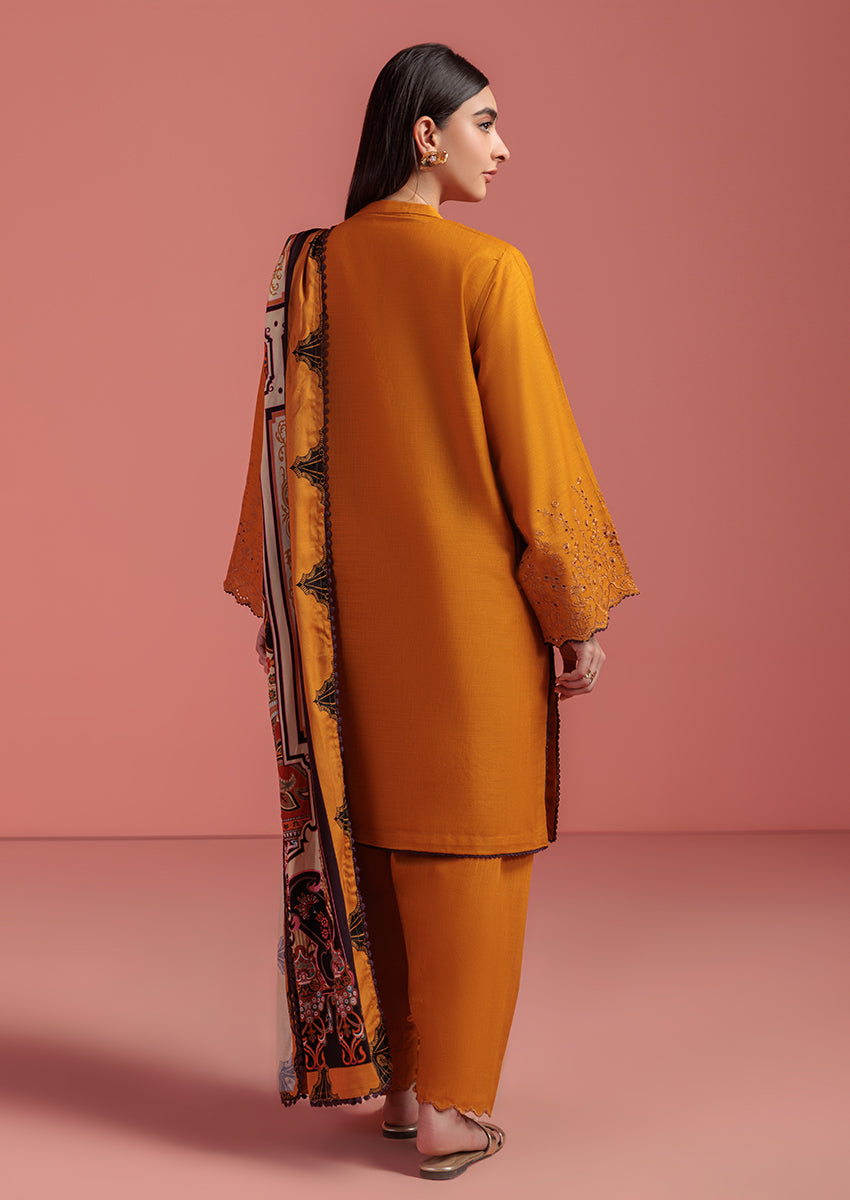 Dyed Cross Mustard Stitched Suit - Bonanza