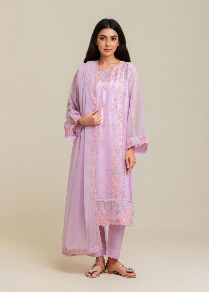 Chiffon Lilac Stitched Suit - Bonanza