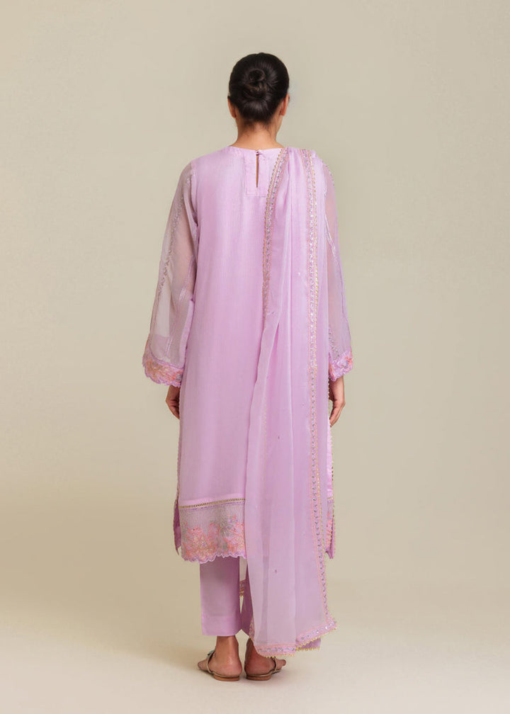 Chiffon Lilac Stitched Suit - Bonanza