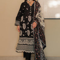 Embroidered Chikankari Black Stitched Suit - Zellbury
