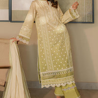 Embroidered Chikankari Yellow Stitched Suit - Zellbury